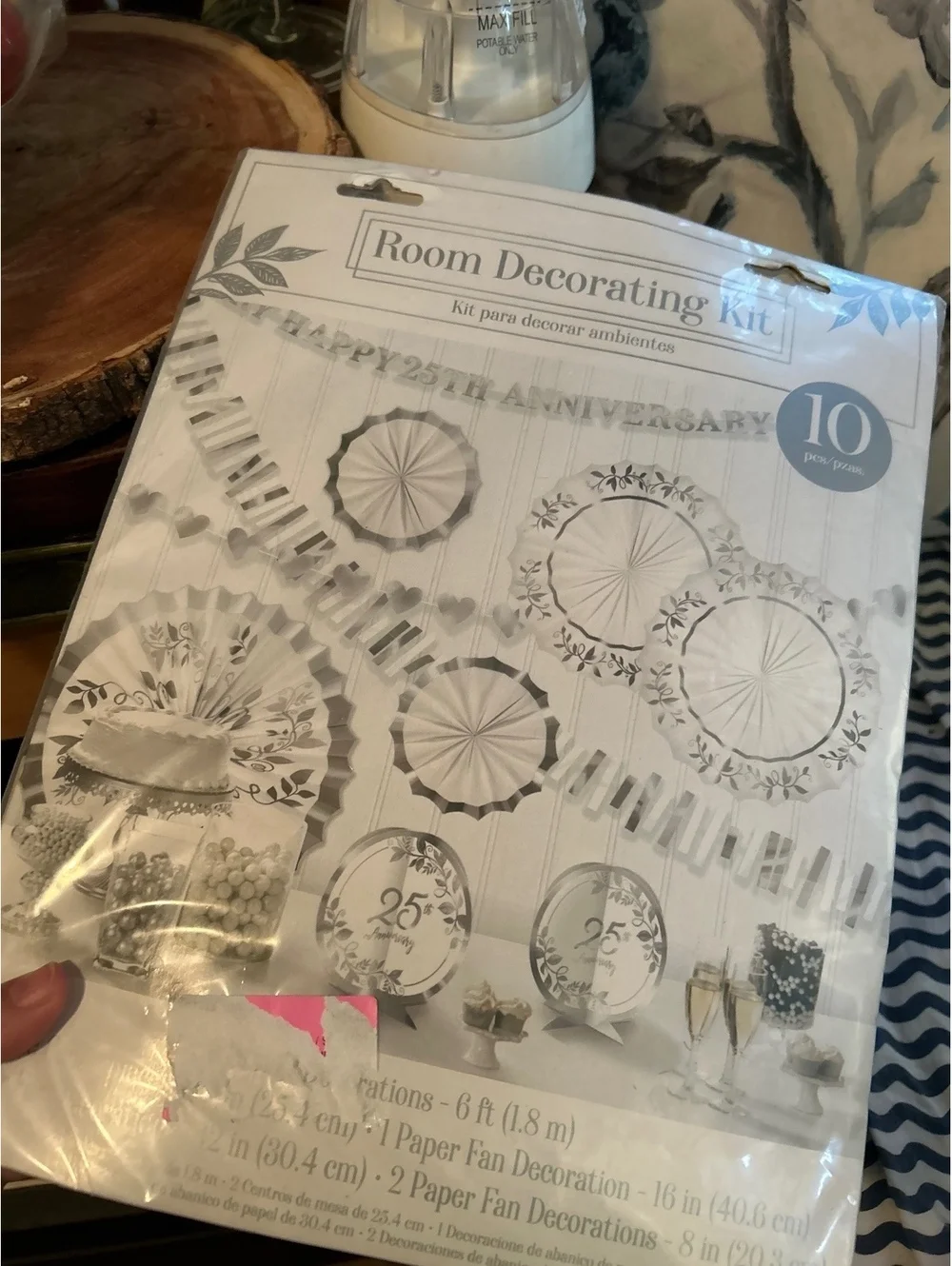 25th Anniversary Room Decorating Kit with Paper Fan Decorations and Table Center